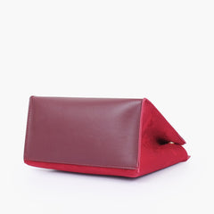 Burgundy suede front lock top-handle mini bag