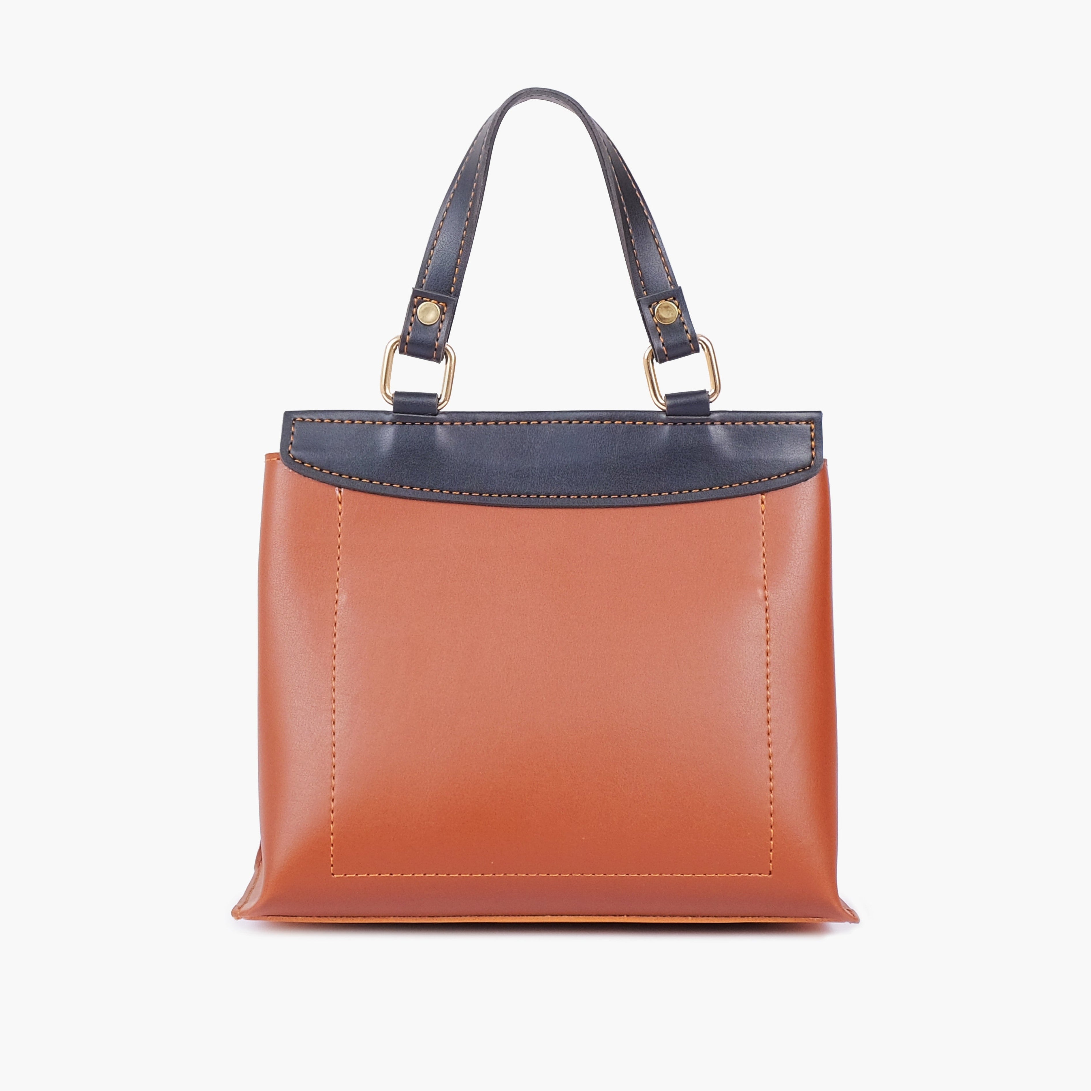 Mustard front lock top-handle mini bag