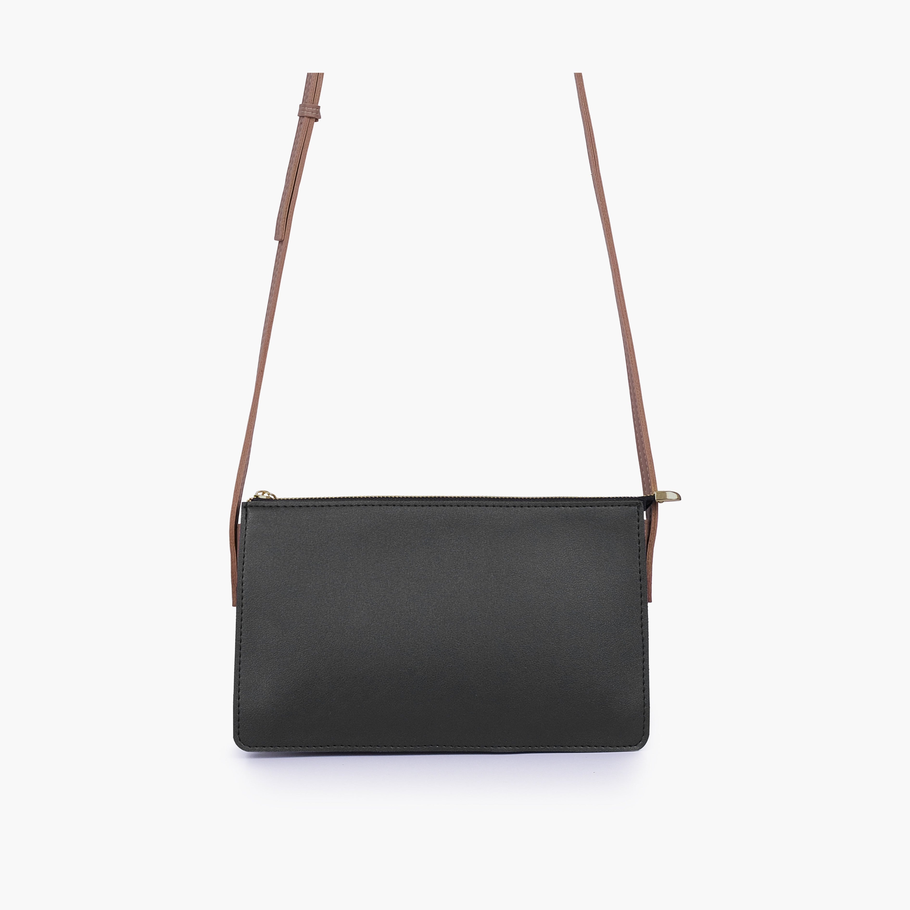 Black and brown flat purse