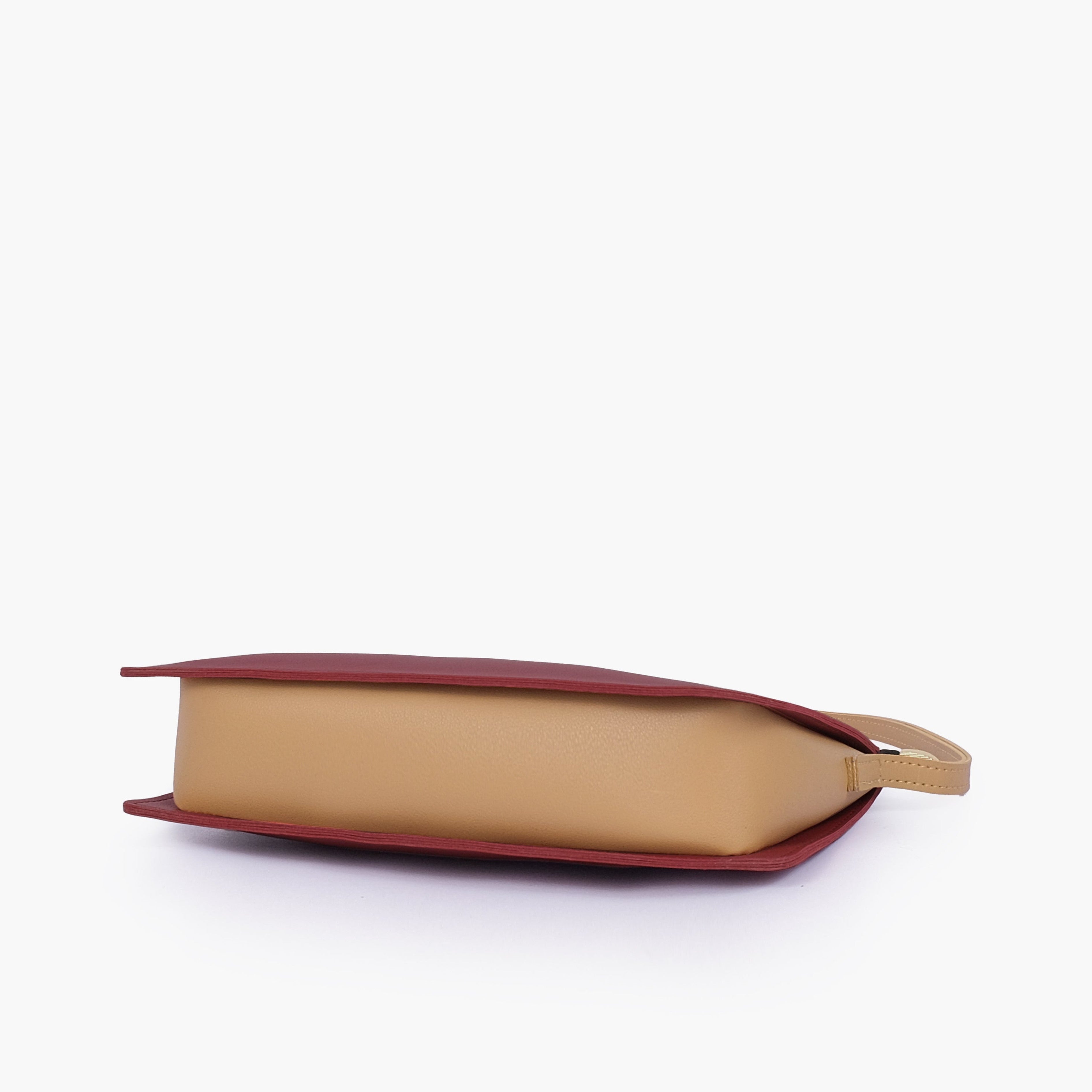 Maroon and coffee flat purse