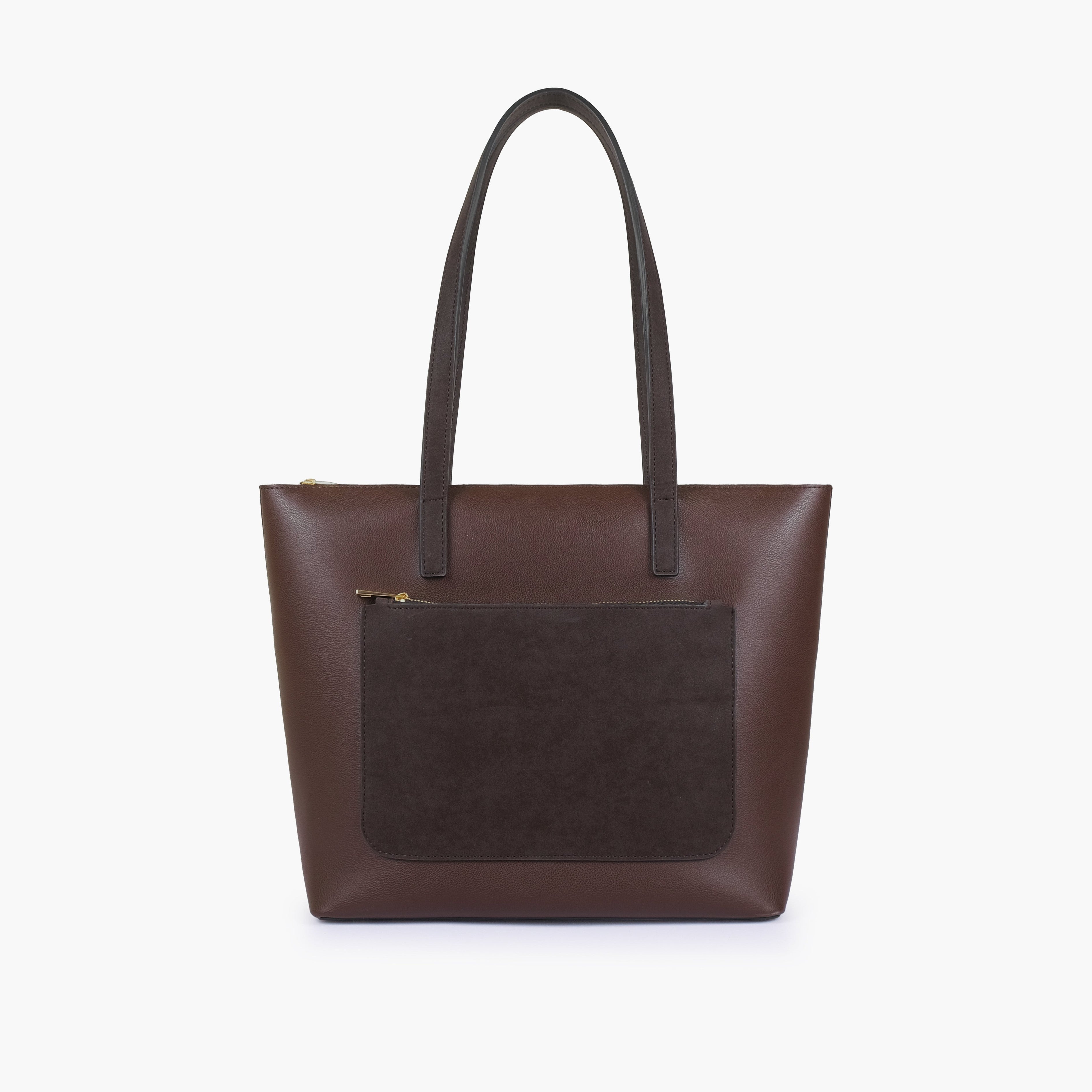 Dark Brown front pocket tote bag