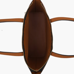 Tan front pocket tote bag