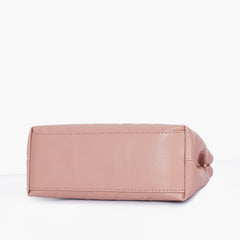 Baby pink flap quilted bag with top handle
