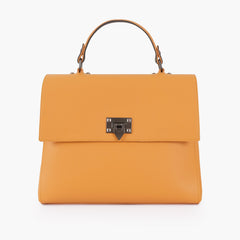 Mustard flap-over top-handle bag