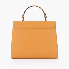 Mustard flap-over top-handle bag