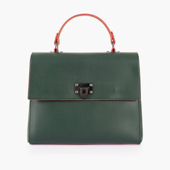 Army green flap-over top-handle bag