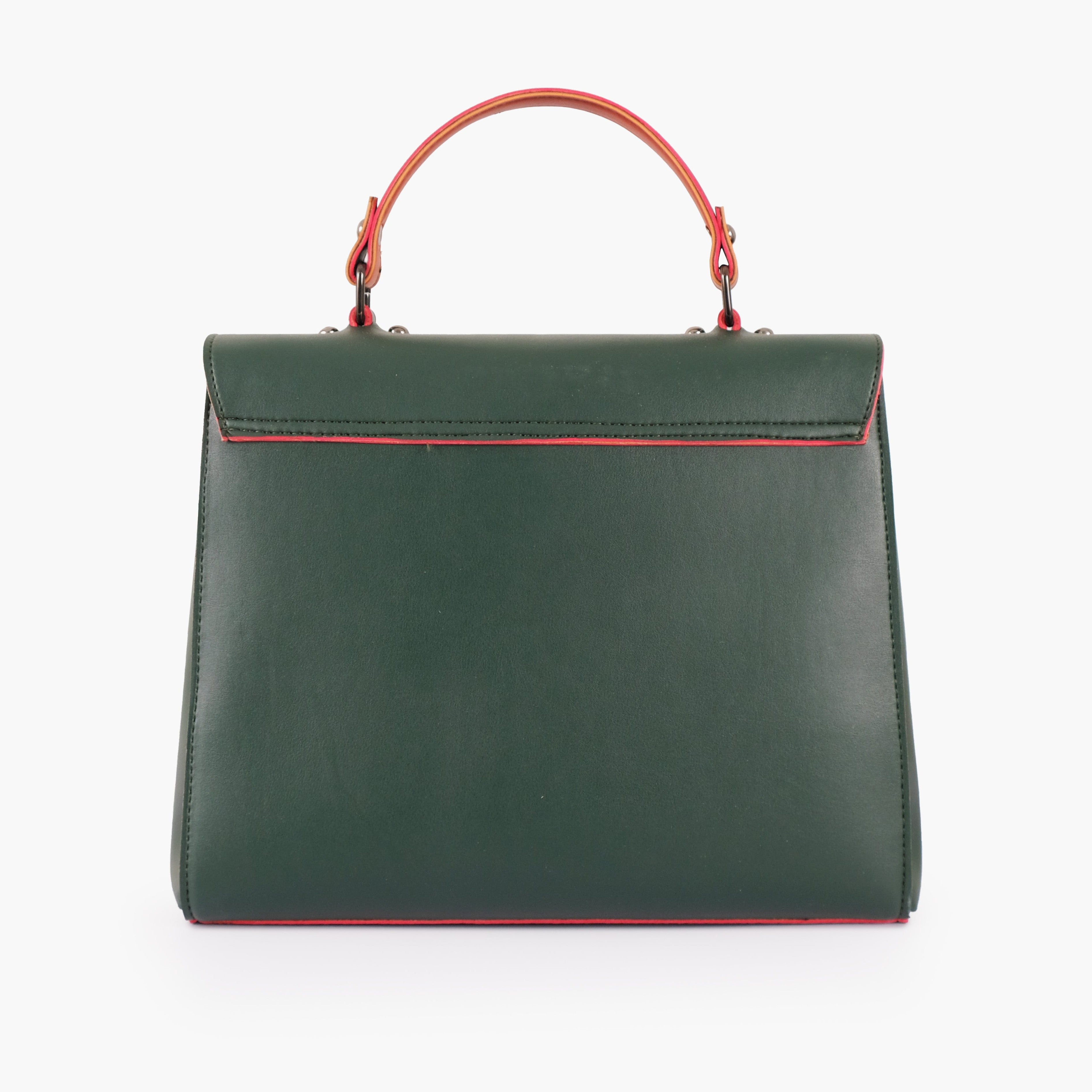 Army green flap-over top-handle bag