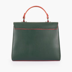 Army green flap-over top-handle bag