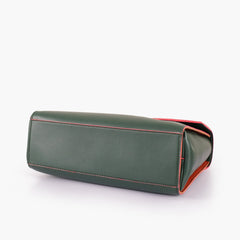 Army green flap-over top-handle bag