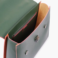 Army green flap-over top-handle bag