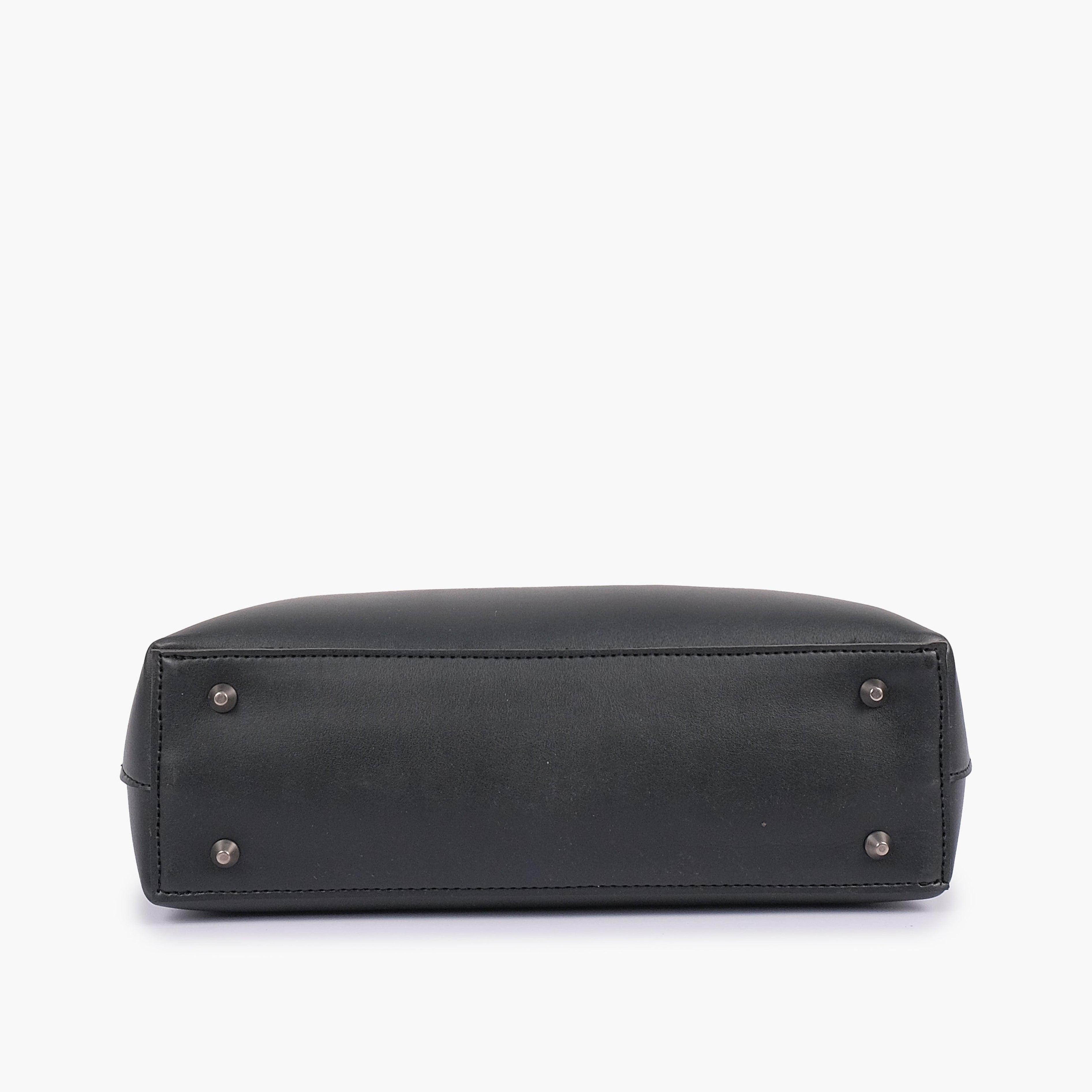 Black tote bag with detachable pouch