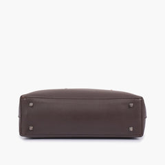 Dark brown tote bag with detachable pouch