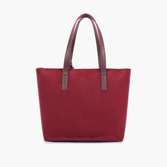 Burgundy suede tote bag with detachable pouch