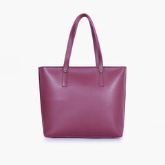 Burgundy tote bag with detachable pouch