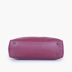 Burgundy tote bag with detachable pouch