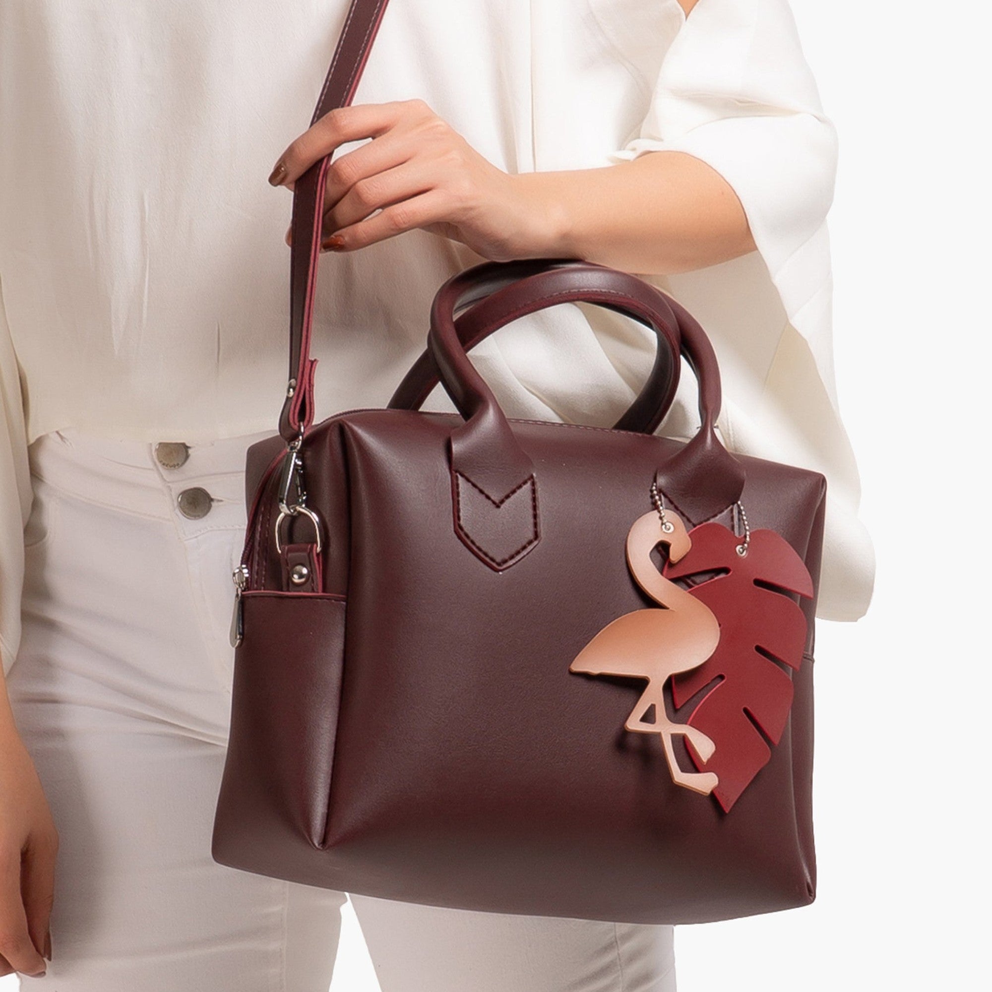 Burgundy mini bowling bag