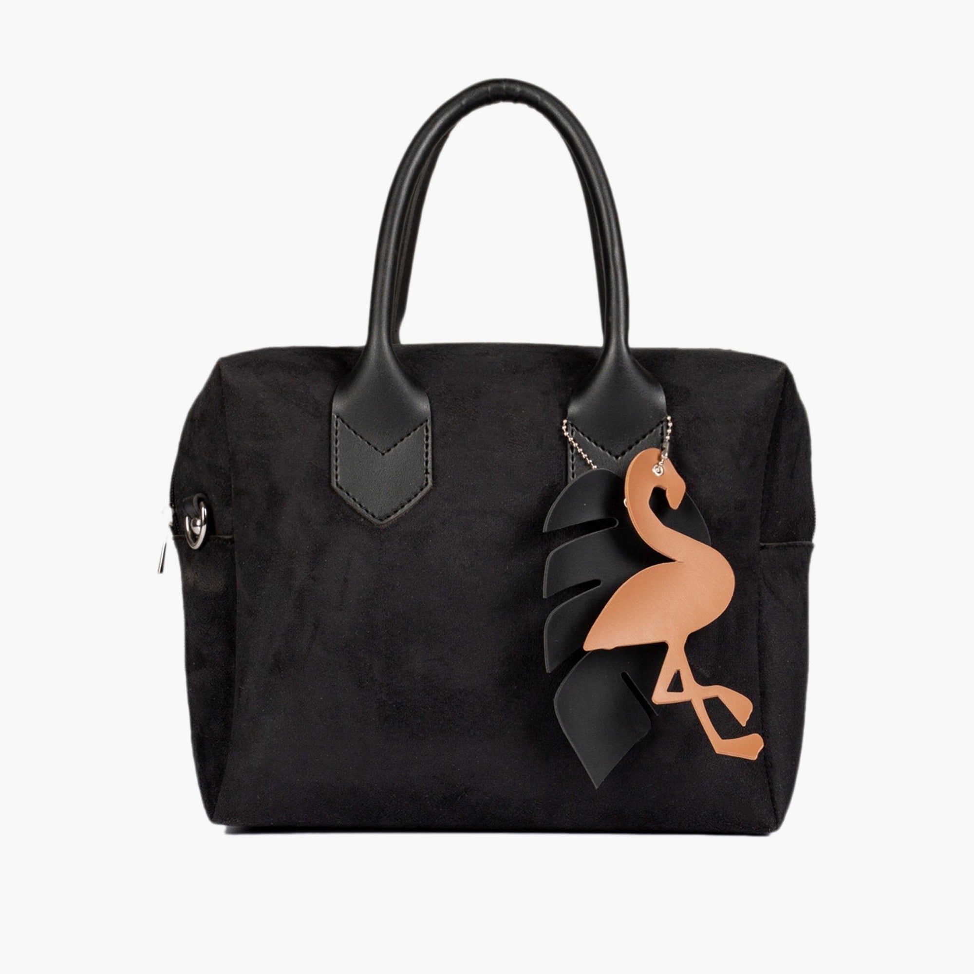 Black suede mini bowling bag