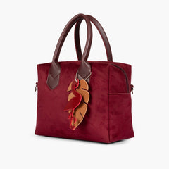 Burgundy suede mini bowling bag