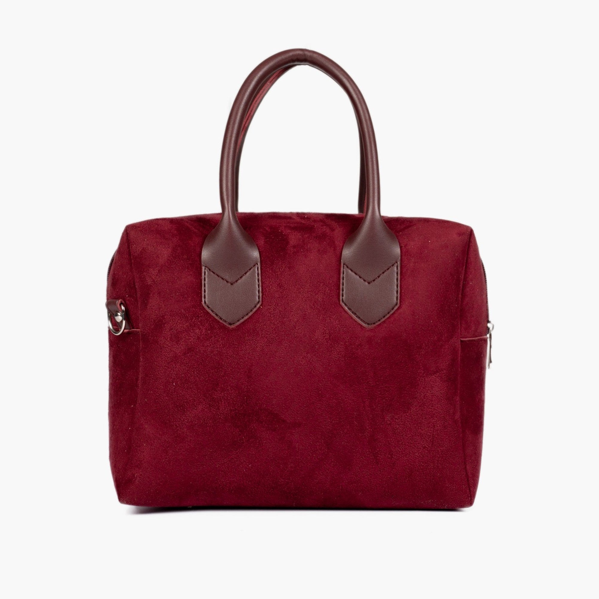 Burgundy suede mini bowling bag