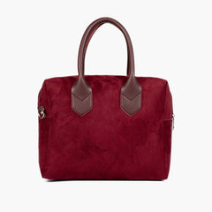 Burgundy suede mini bowling bag