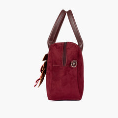 Burgundy suede mini bowling bag