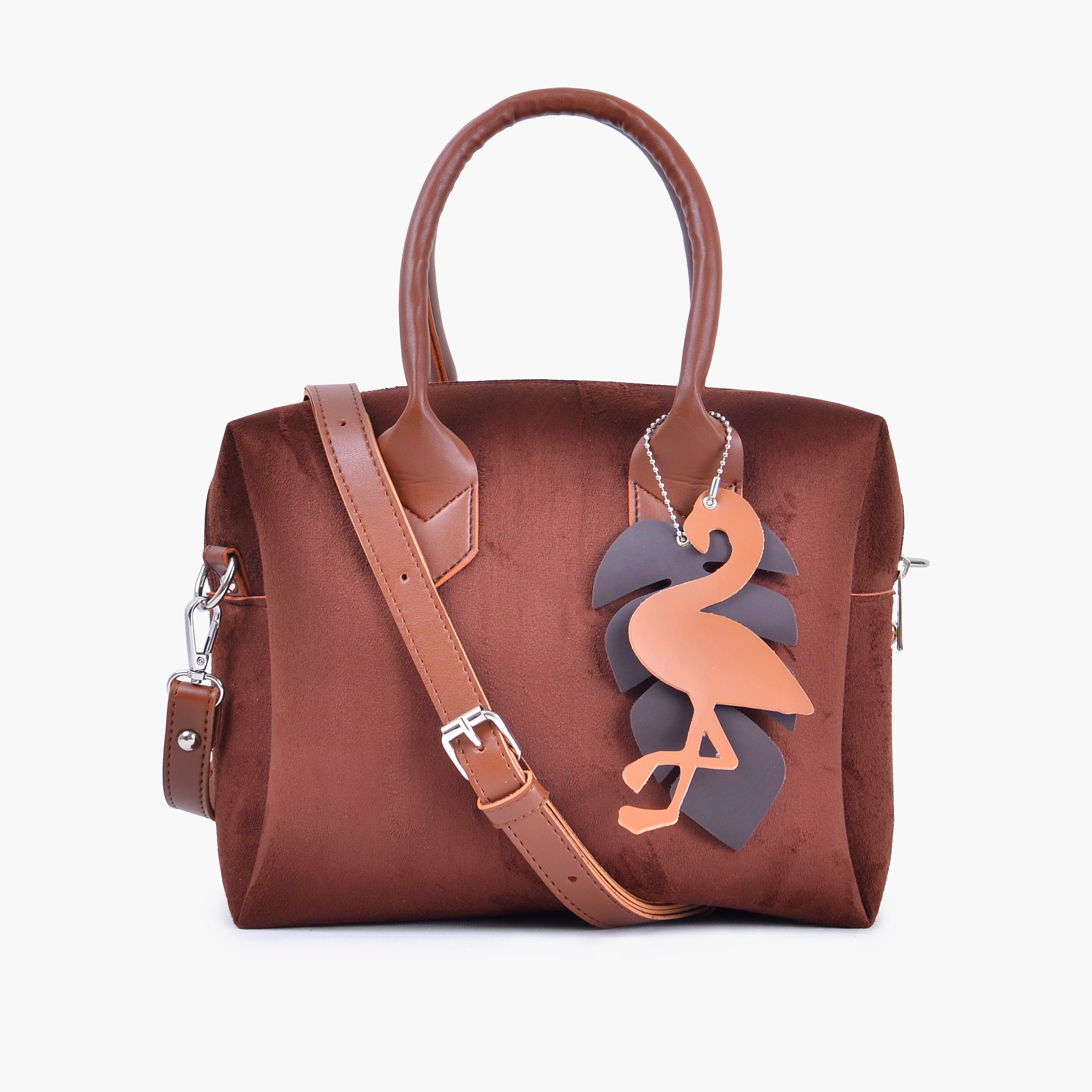 Horse brown suede mini bowling bag