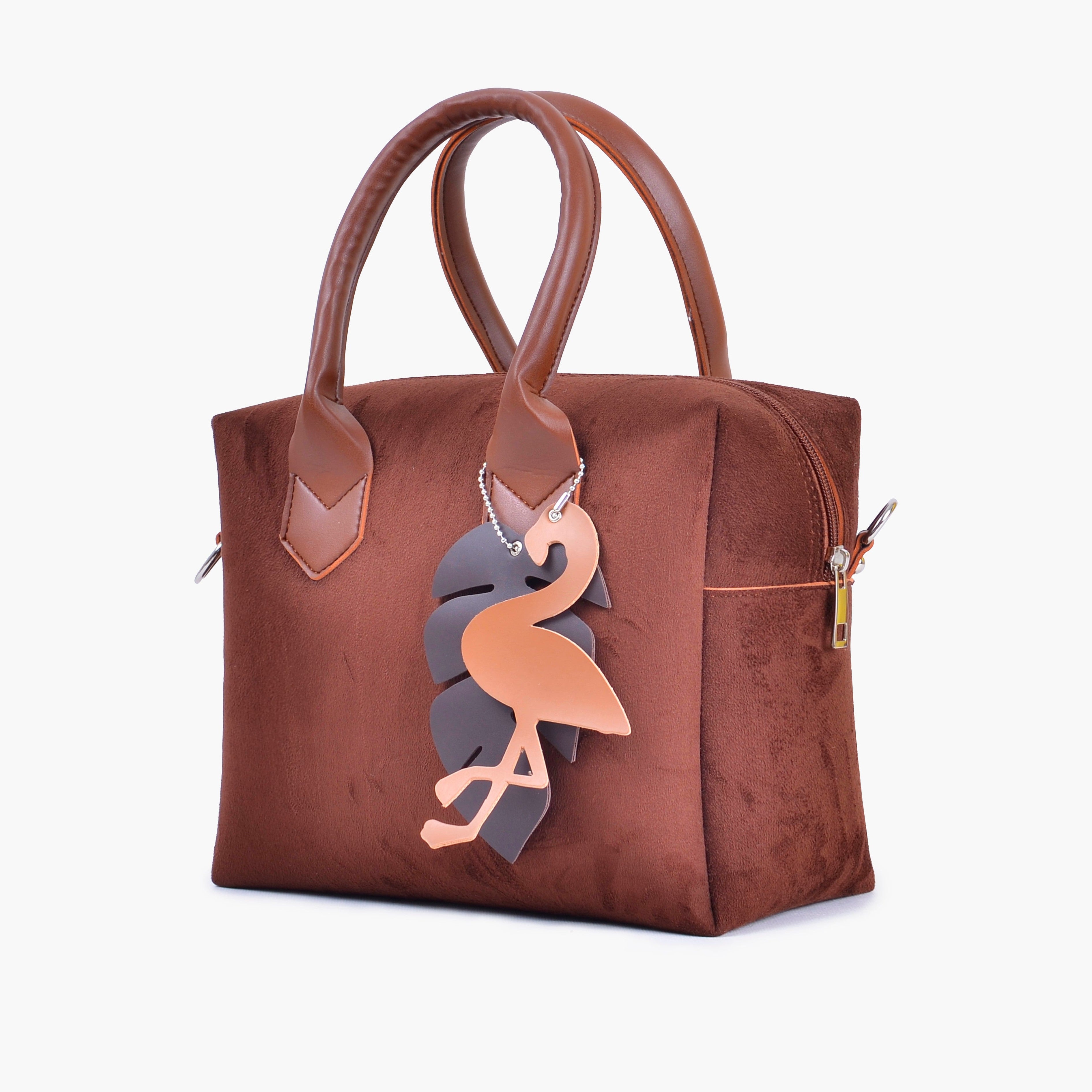 Horse brown suede mini bowling bag