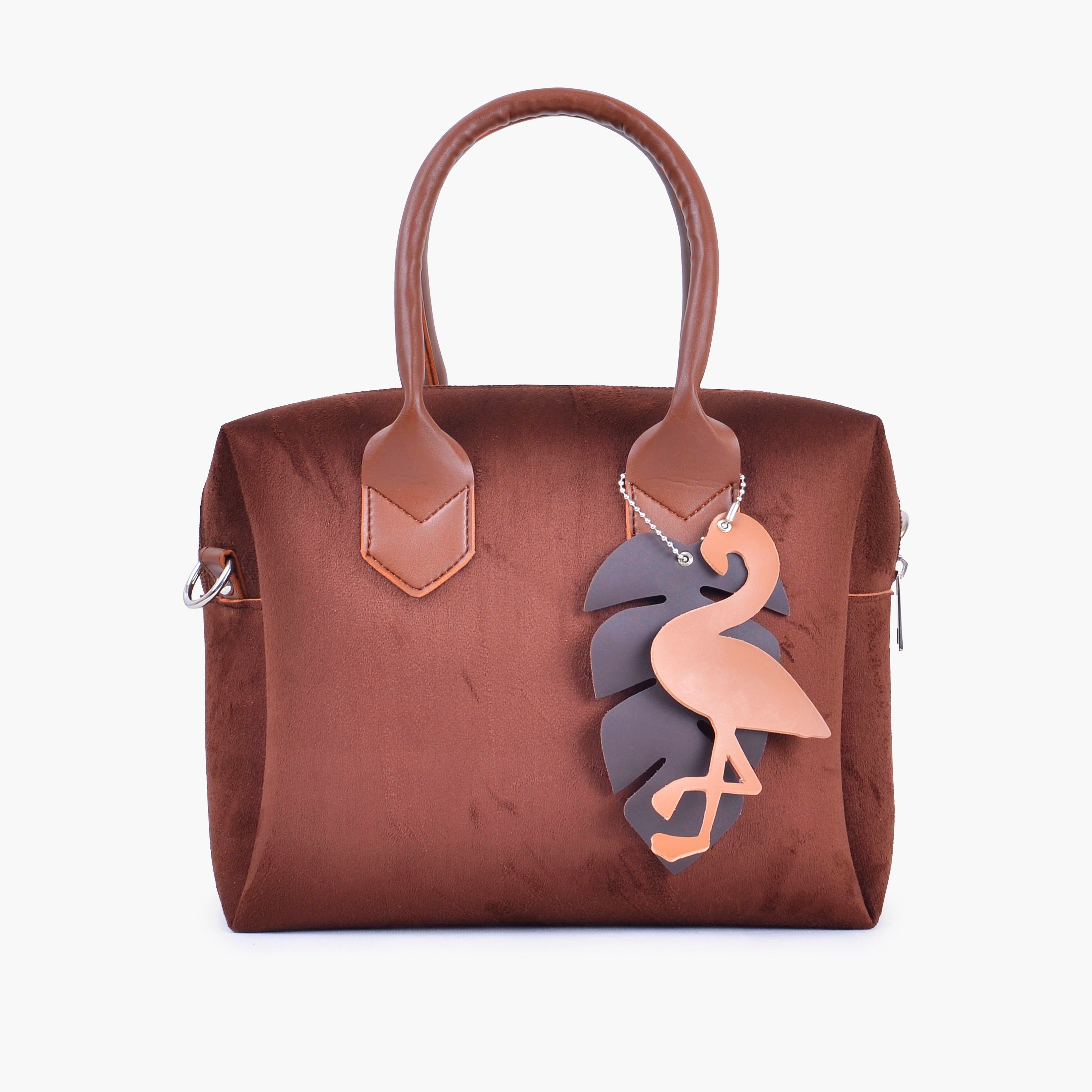 Horse brown suede mini bowling bag