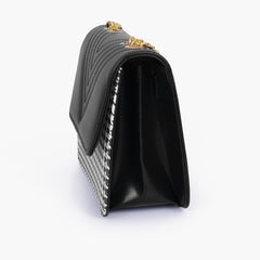 Black houndstooth chain cross-body bag