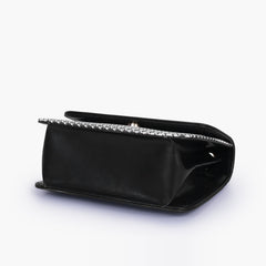 Black houndstooth chain cross-body bag
