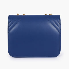 Blue houndstooth chain cross-body bag