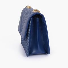 Blue houndstooth chain cross-body bag