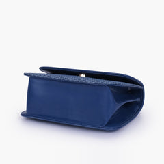 Blue houndstooth chain cross-body bag