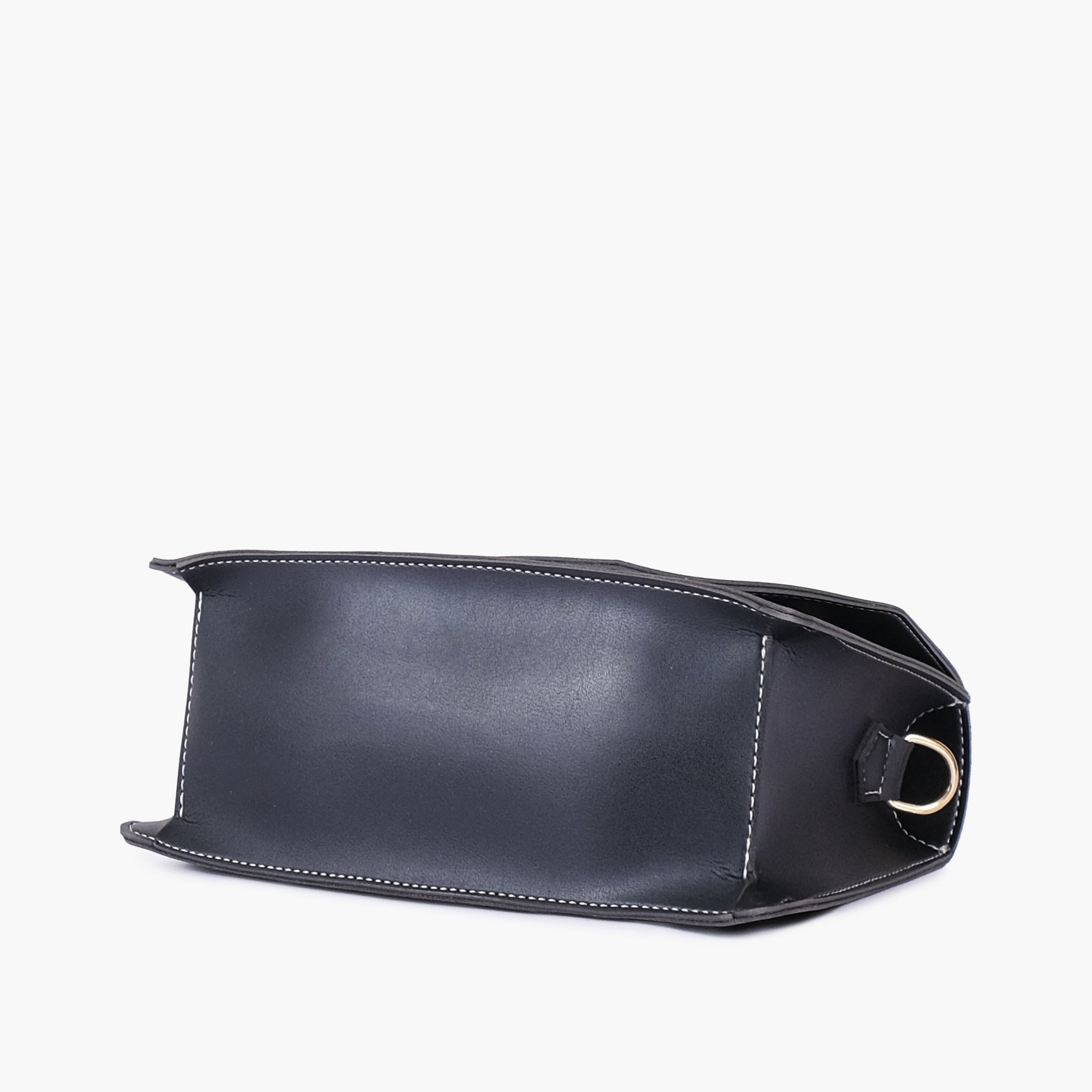 Black half flap cross-body bag