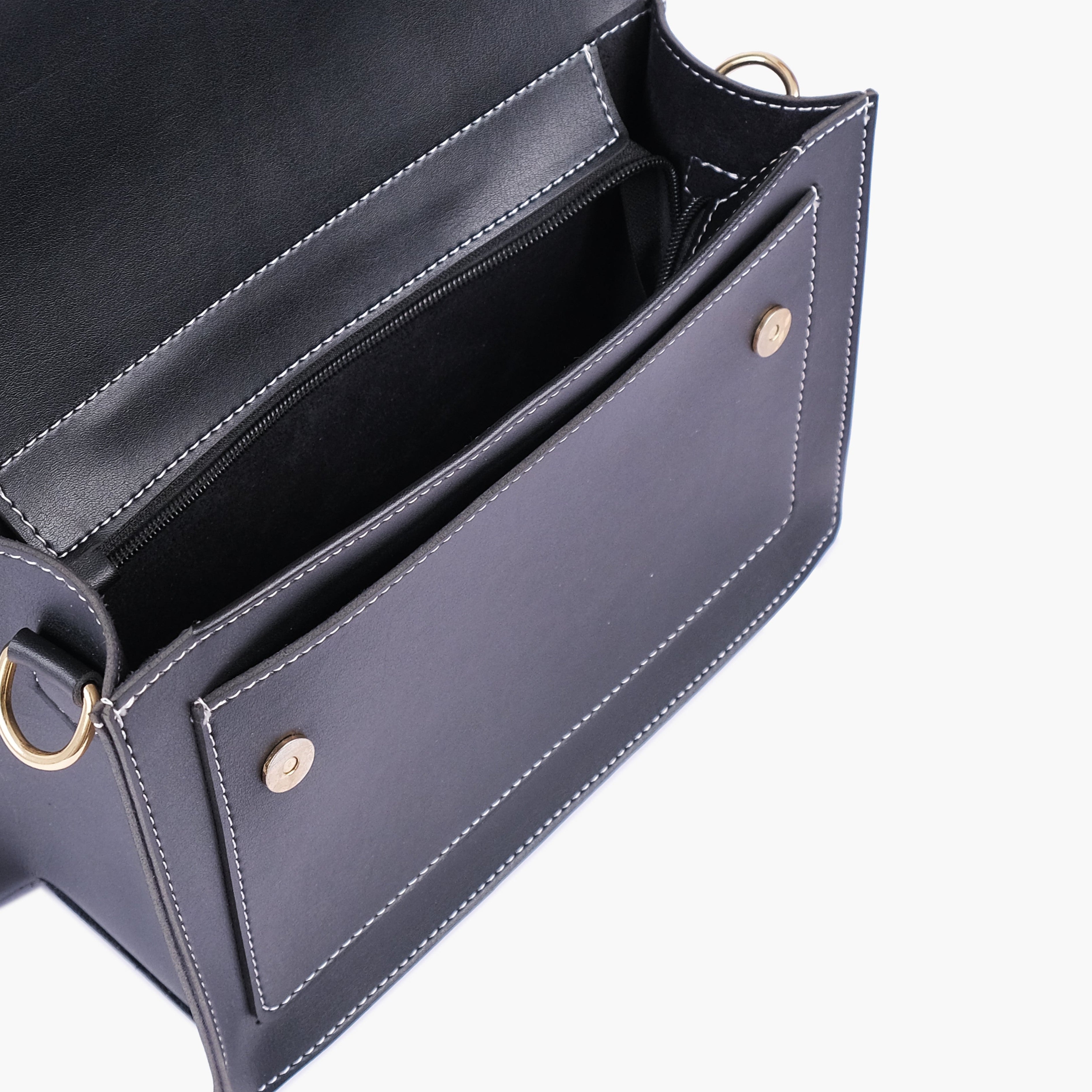 Black half flap cross-body bag