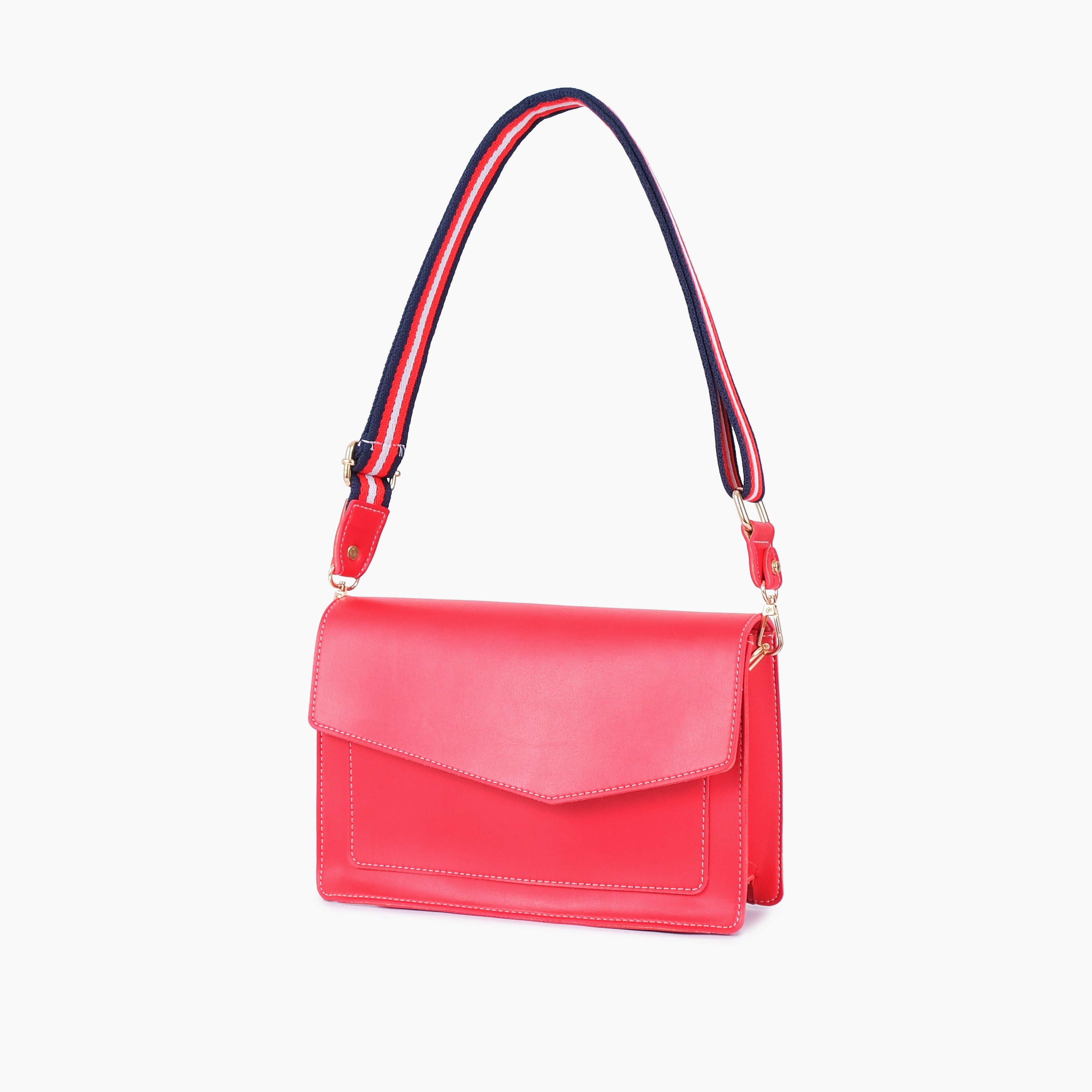 Red half flap cross-body bag