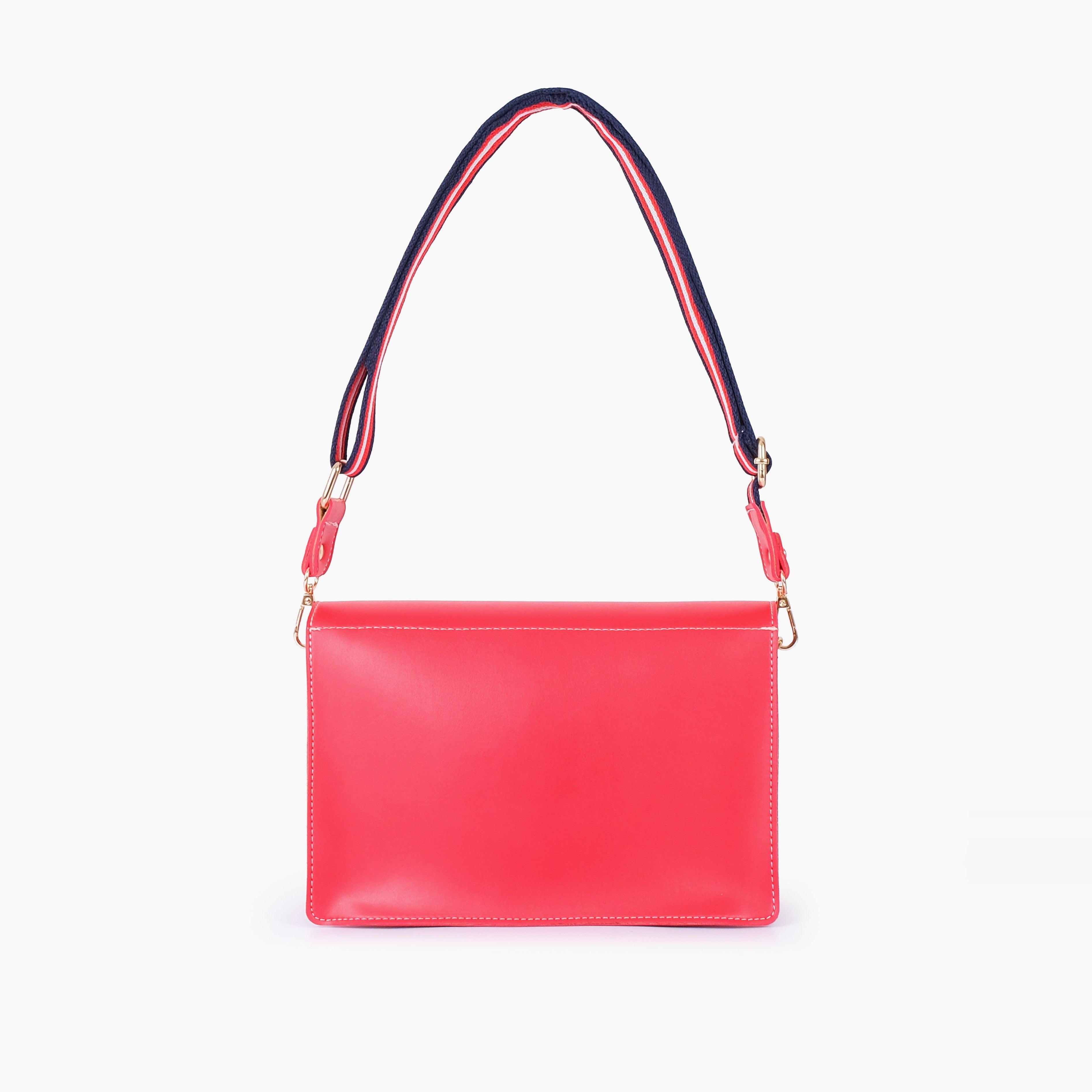 Red half flap cross-body bag