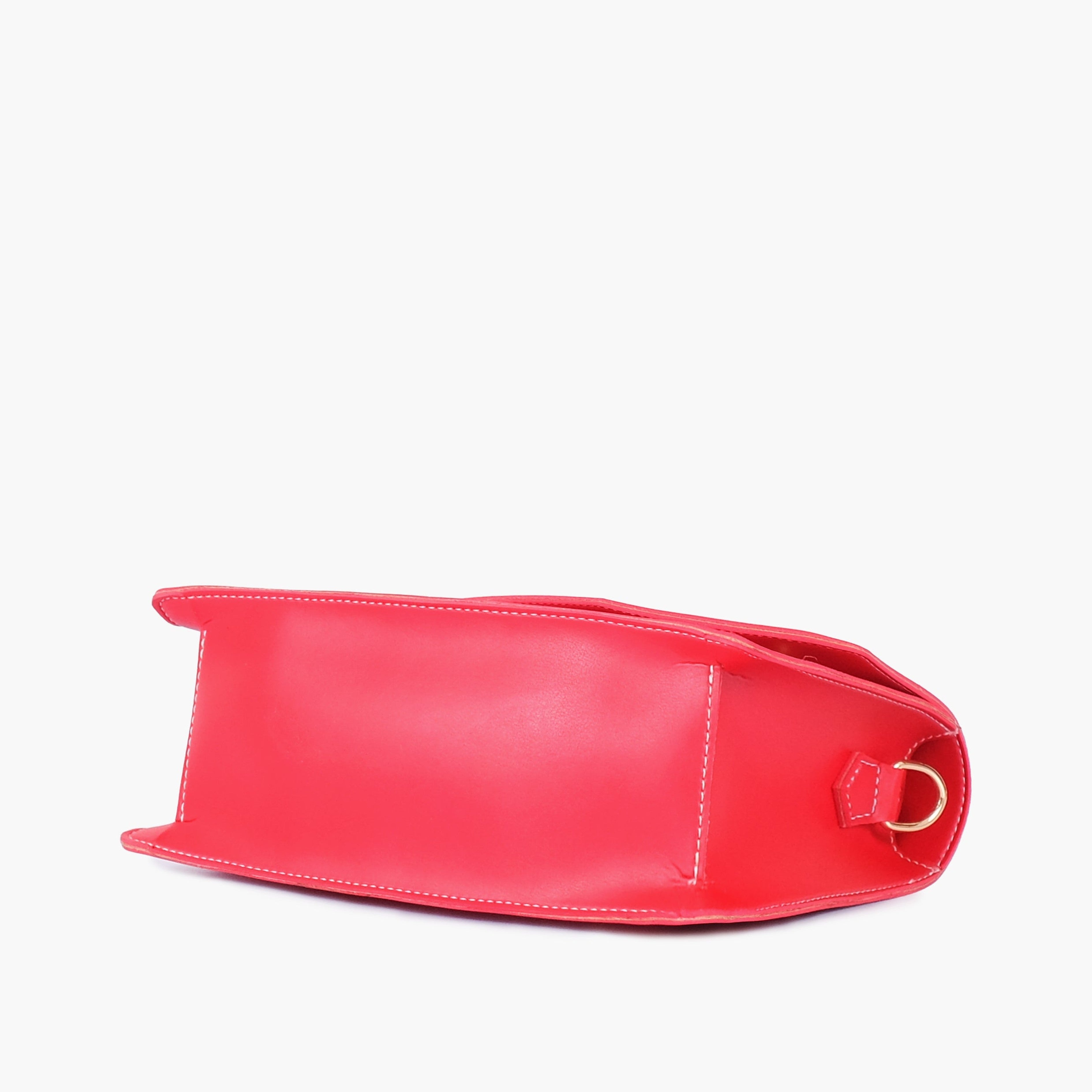 Red half flap cross-body bag