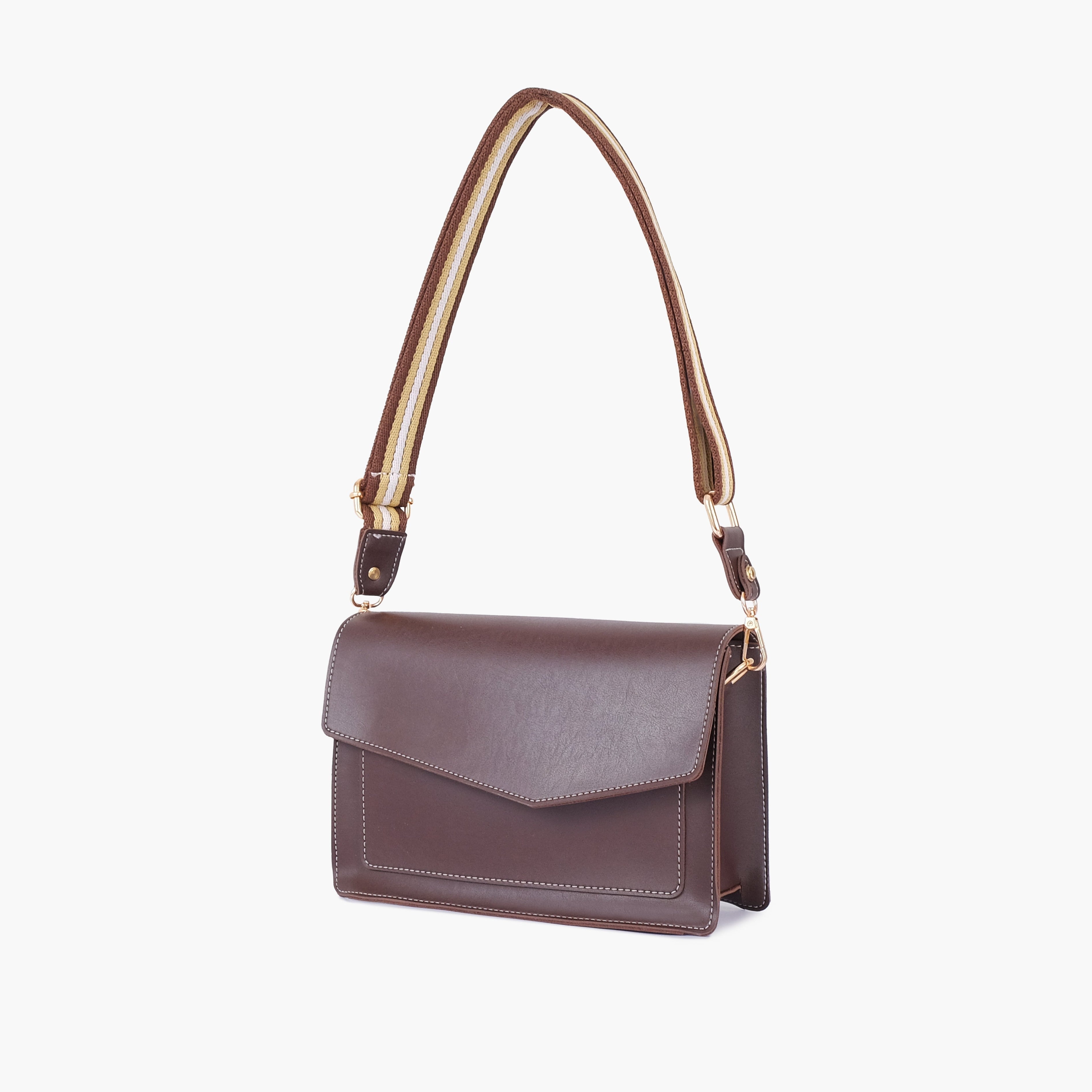 Dark brown half flap cross-body bag