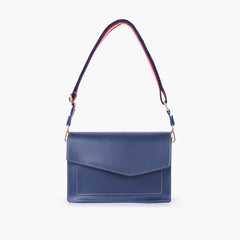 Blue half flap cross-body bag