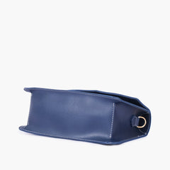 Blue half flap cross-body bag