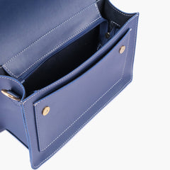 Blue half flap cross-body bag