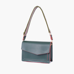 Army green half flap cross-body bag