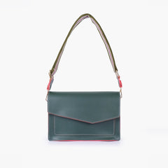 Army green half flap cross-body bag