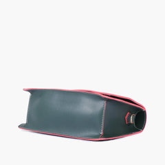 Army green half flap cross-body bag