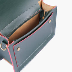 Army green half flap cross-body bag