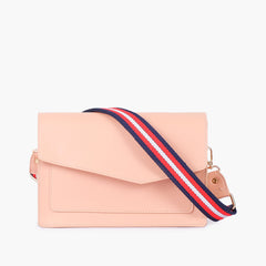 Peach half flap cross-body bag