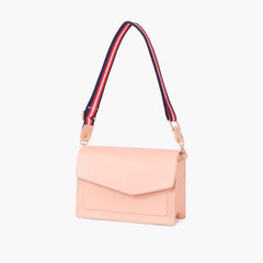 Peach half flap cross-body bag