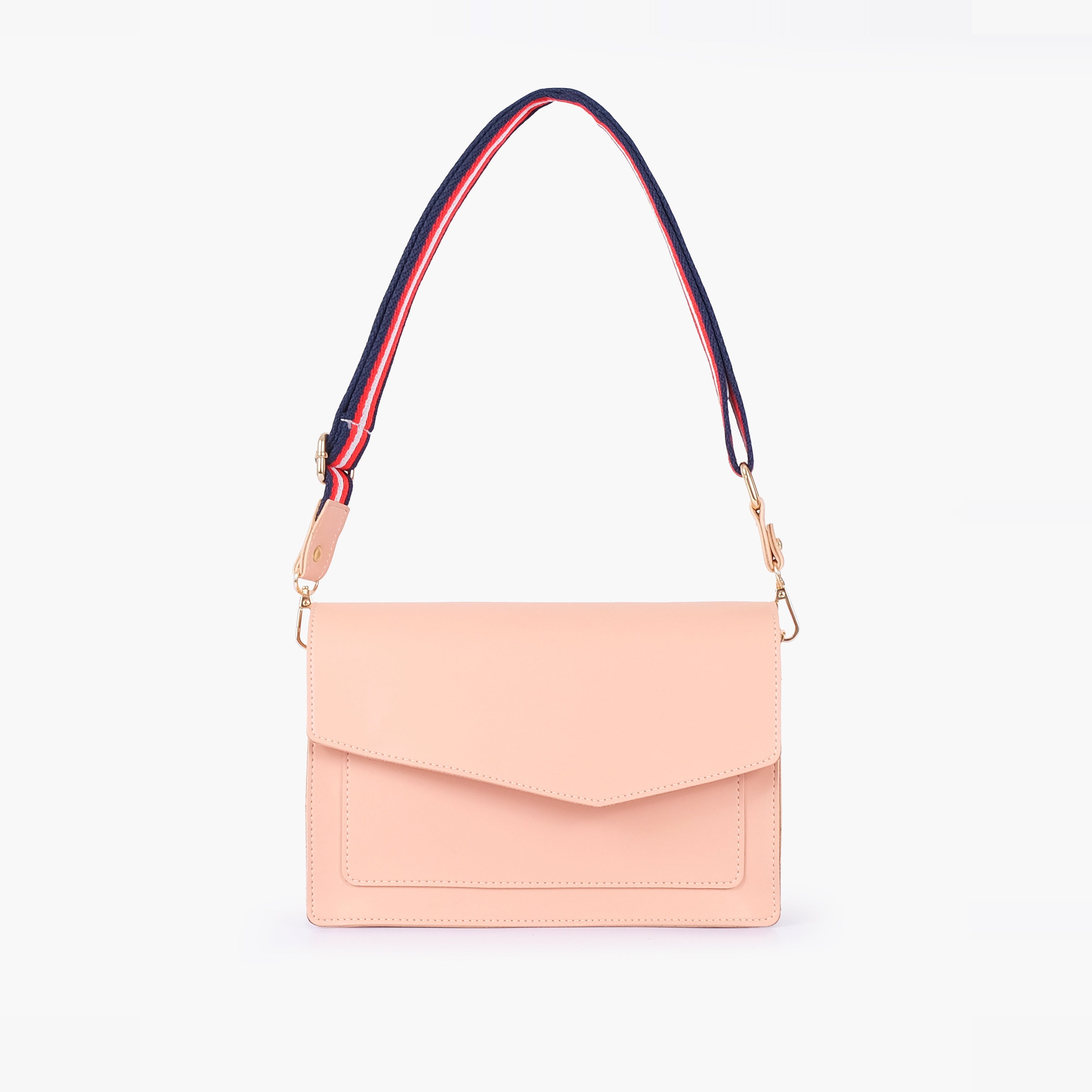 Peach half flap cross-body bag