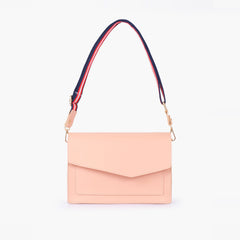 Peach half flap cross-body bag